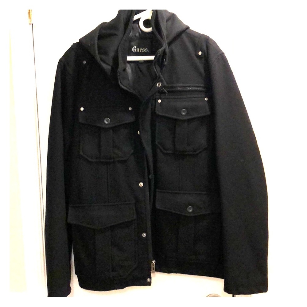 Guess Black zipper jacket with hood